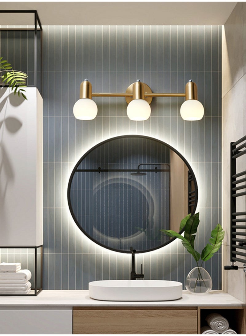 Golden Three-Head Mirror Lamp. Equipped with 3 color modes and 180° adjustable lamp arm. Suitable for bathrooms and dressing rooms. - Image 3